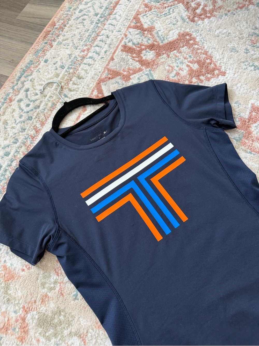 Tory Burch (Tory Sport) Athletic Tee - Navy & Orange